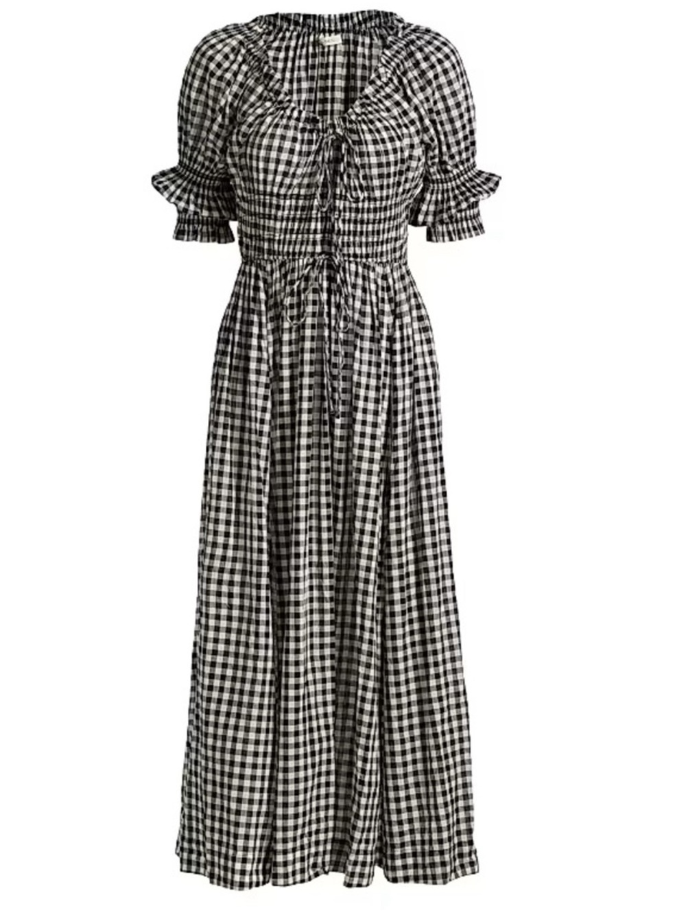 Doen Ischia Black & White Gingham Maxi Dress Size XS NWT
